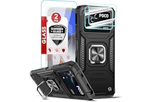 LeYi Etui do Xiaomi Poco M4 Pro 4G(nie 5G) z 2 szkłem hartowanym+2 Protector Camera, [Podpórka 360° Wsparcie] Wojskowy Wzmocniony Sztywny PC i TPU Silikonowe Etui Pełna Ochronna Czarny
