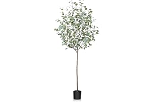 Fopamtri Artificial Eucalyptus Fake Plants 180cm Faux Eucalyptus Artificial Plants Indoor Outdoor Artificial Tree for Home Garden Office Decoration (1 Pack)
