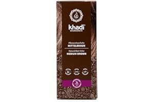 khadi ŚREDNI BRĄZ roślinna farba do włosów, wyczarowuje na włosach ciepły średni brąz z jedwabistymi połyskującymi refleksami, 100% roślinna, naturalna i wegańska, kosmetyk naturalny, 100g