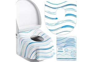 YIHATA 40 Piezas Protector WC Desechable Asiento De Inodoro Desechable para niños y adultos, Portabilidad accesorios de viaje universales, envueltas individualmente con antideslizante Impermeable