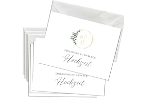 ‎BRIEFZAUBER Briefzauber 12x Einladungskarten Hochzeit mit 12x Umschlägen | Set aus Din A6 Hochzeitseinladungskarten mit Einfüllhilfe | Verfügbar für verschiedene Anlässe | Motiv: Hochzeit - Minimal
