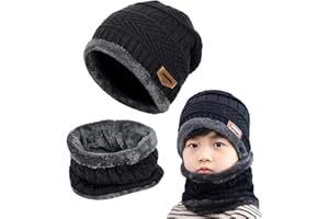 Gxlaihly Wintermütze für Kinder,Kinder Winter Warm Beanie Mütze und Loop Schal Schlauchschal Set,Kinder Wintermütze Beanie Hut,Wintermütze und Schal-Set für Jungen Mädchen von 6-15 Jahren
