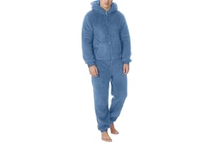 One Piece Hoodie Herr Fleece Zip Up Huva One Piece Romper Varm Pyjamas Plysch Loungewear Par Outfit