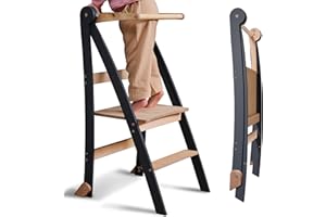 ‎GOODEVAS Montessori Wooden Learning Ladder, Space-Saving, Folding Learning Ladder, Stool for Children, Foldable Children's Stairs, Learning Ladder with Tilt Protection