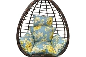 TIELAG Hanging Basket Chair Cushion, Garden Swing Cushion, Outdoor Egg Chair Cushion Hammock Chair Pads with Head Pillow, Seat Cushion Only, E