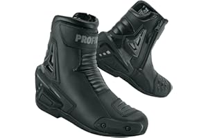 PROFIRST Genuine Leather Mens Motorbike Motorcycle Short Ankle Armoured Touring Racing Sports Protection Safety Shoes Boots | White