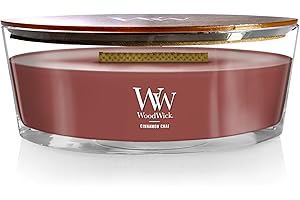 WoodWick Candela profumata Ellispe con stoppino crepitante | Cinnamon Chai | Durata della fragranza: fino a 50 ore