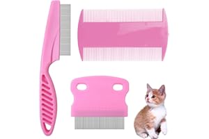 MAKLOEE 3Pcs Metal Head Lice Comb, Nit Comb for Long Thick Hair Double Sided Plastic Hair Combs Head Treatment for Kids Adults Dogs