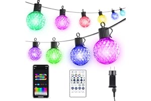 CheDux Guirlande Lumineuse Extérieure, 7.5M RGB LED Guinguette Exterieur Dimmable Avec 20 G40 Ampoules, Télécommande et Contrôle APP, Guirlande Multicolore Étanche IP44 Pour Noël Jardin Fête Déco