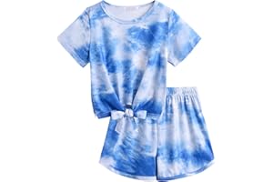 Arshiner Ragazze Set di Abbigliamento Casual Maglietta con pantaloncini Moda Sportiva Estiva Completi e Coordinati per Bambine e Ragazze