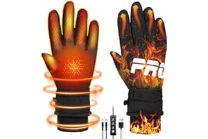 Yaskyly Guanti Riscaldati USB per Uomo & Donna Guanti Riscaldati Moto Touch Screen Invernali Riscaldamento Completo Dita, 3 Livelli Temperatura Impermeabili Antivento per la Caccia Pesca Sci Ciclismo