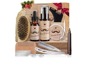 Bledras Kit Cuidado Barba Hombre 13 en 1, Cuidado Barba Hombre con Aceite Para Barba, Champú Para Barba, Crema Para Barba, Lápiz Para Barba, Tijeras, Cepillo Para Barba, Peine Para Barba