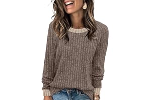 WIHOLL Long Sleeve Tops Women Lightweight Jumpers Ladies Color Block Sweatshirts Casual Womens Tops