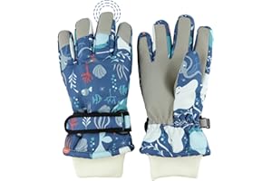 QKURT Guantes de esquí para niños, Guantes de Nieve Impermeables a Prueba de Viento, Pantalla táctil con Dedos Completos, Guantes de esquí para Ciclismo para niños y niñas de 2-10 años