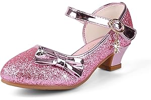 AQIYI Girls Princess Shoes Toddlers Sequin Sweet Bows Sandals Little Girls Party Pumps Sparkle Wedding Dress Shoes