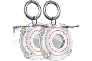 Waterproof Airtag Holder Keychain Case,HonShoop Screw Full Cover Protective Air Tag Compatible for Apple AirTag Key Ring (Clear-2 pack)