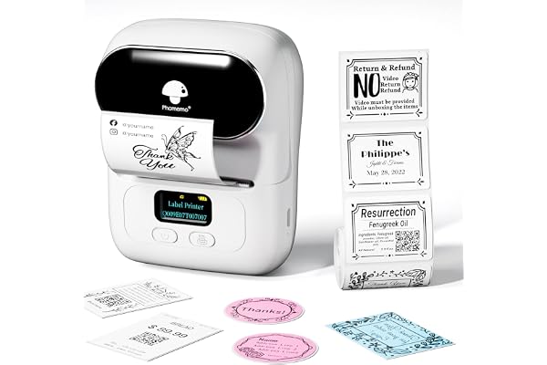 Phomemo M110 Imprimante Etiquette Thermique, Mini éTiqueteuse Bluetooth éTiqueteuse Autocollantes Imprimante Portable Thermique Compatible avec iOS Android pour La Maison, Le Bureau Et Les Petites