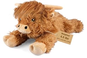 Bobbie & Laxi Wypchane zwierzę dla dzieci, przytulne, miękkie, pluszowe poduszki dla dzieci, ze zdejmowaną torbą ceramiczną, prezent dla dorosłych, dzieci, 56 cm i 2 kg, krowa górska