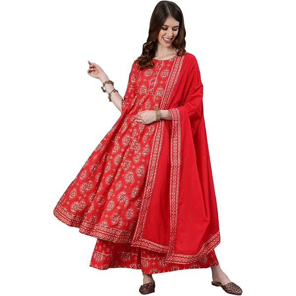 Ishin Women's Silk Blend Embroidered Anarkali Kurta Sharara Set - Grey & Maroon, Size Large - View #10