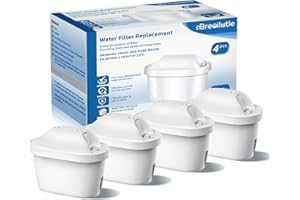 BREOILUTLE Cartouches filtrantes à eau compatibles avec bouilloire Brita Marella - Filtre à eau de rechange pour Brita Maxtra+ Plus Maxtra Pro tout-en-un - Réduit les impuretés (4, classique)