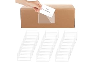 TELOOCO 50Pcs Clear Adhesive Pockets Self Adhesive Index Card Holder 10 x 6cm Plastic Label Holders with Top Open Waterproof Business Card Holder Sleeves for Storage Boxes Library Office Bookshelf