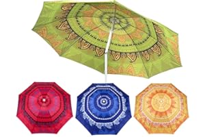 Vivo Technologies 1.9m Garden Parasol Umbrella Tilt Mandala Outdoor Sun Shade, 6.5ft Sunshade Canopy Tilting UV Protective for Beach,Garden,Pool and Patio,Orange