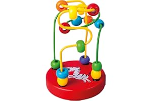 Bino- Labirinto con Perline, Rosso, Multicolore, 84209