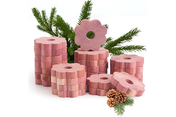 Yizhet Cedar Moth Repellent, 24 Pcs Cedar Wood Rings Antimoth | Natural Cedarwood Floral Rings for Moth Protection for Clothes, Wardrobes, Drawers, Storage, Boxes etc.