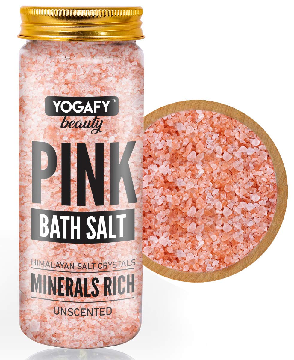 YOGAFY - Minerals Rich Himalayan Pink Bath Salt Crystal - For Body Spa, Relaxation and Pain Relief | CHRISTMAS | 350g
