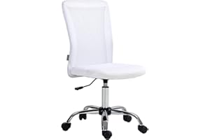 Vinsetto Office Chair, Armless Desk Chair, Adjustable Computer Swivel Chair with Rolling Wheels and Mesh Back for Home Work Study, White