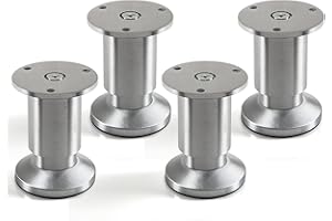‎SOTECH 4er Set Möbelfüße ALPHA verstellbar Schrankfüße Alu gebürstet, belastbar bis 250 Kg, Höhe: 80 mm von SO-TECH