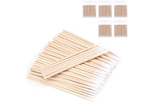 FSTTRE 500 Stück Holz Wattestäbchen,Reinigungsstäbchen Mit Spitze Für Kamera Präzise Spitzen Applikatoren Für Tattoo, Augenbrauen, Beauty, Make-Up Und Nägel, Fusselfrei Und Langlebig