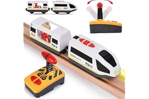 HOTUT Batteriebetriebener Zug Magnetanschluss,Elektrische lok mit Fernbedienung,Lokomotivzug,Kinder Lokomotive kompatibel für Kinder ab 3 Jahren-Weiß