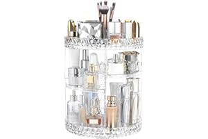 BUTORY Rotating Makeup Organiser 360 Rotating Beauty Organiser Makeup Organiser for Cosmetic Lipstick 3 Tiers Revolving Make Up Storage With Compartment Rotating Cosmetic Organiser