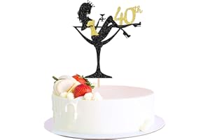SYKYCTCY 1 Pack Happy 40th Birthday Cake Topper Glitter Heels Girls Bachelorette Cake Pick Cake Decorations for Girls Ladies Forty Years Old Birthday Theme Party Supplies