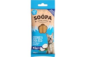 Soopa Grain Free Coconut and Chia Seed Dental Dog Treats, 4 Sticks