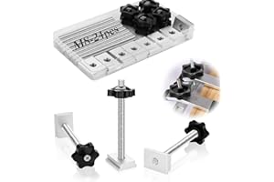 SWTYExt Lot de 24 écrous coulissants en T M8 avec vis à rainure en T en acier inoxydable M8 x 100 mm, pierre à rainure en T M8 en aluminium, bouton de serrage hexagonal en plastique pour rail en C,