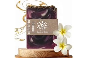 SAVIA DE ALMA Jabón Artesanal Natural con Aceite de Monoï – Pastilla de Jabón para Manos, Cara y Cuerpo | Suavizante, Vegano y Exótico | Hecho en España | 100 g