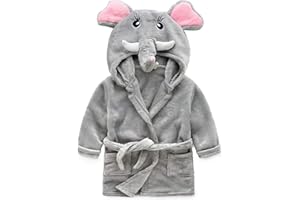 HSHDUTI Baby Jungen & Mädchen Unisex Bademantel 0-24 Monate Weicher Plüsch Flanell Fleece Kapuzenbademantel Plüsch Tier Gesicht Bademantel für Babys Kleinkinder Neugeborene