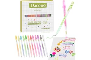 Dacono Penne a inchiostro gel, set di 12 colori di penne gel colorate, penne a inchiostro gel 3D da 1,0 mm, pennarelli colorati per pittura fluorescente fai da te
