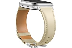Laffav Skórzany pasek kompatybilny z Apple Watch 38 mm, 40 mm, 41 mm, 42 mm, 44 mm, 45 mm, 49 mm, dla kobiet i mężczyzn, klasyczny pasek zastępczy do Apple Watch iWatch serii 9, 8, 7, 6, 5, 4, 3, 2,
