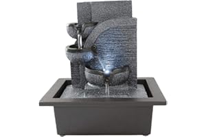 ‎DYNA-LIVING Dyna-Living Weißes Licht LED Zimmerbrunnen, Wohnzimmer Schreibtisch Brunnendekoration mit Beleuchtung, Kunstharz, 23 x 17,5 x 27 cm