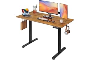 DEVAISE Escritorio Elevable Eléctrico,Mesa Regulable Rltura 120 x 60cm con 3 Memorias,Mesa de Oficina con Panel Inteligente en Casa con Tablero Ensamblado, Marrón Rústico