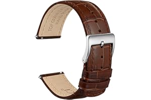 WOCCI Correa de Reloj para Hombre y Mujer, Cuero de Grano Superior, Grano de Cocodrilo en Relieve, Liberación Rápida, 18mm 20mm 22mm