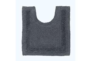 HOMESCAPES Tapis Contour WC 1600 g/m², Extra Doux, 100% Coton, réversible, antidérapant, Lavable, Super Absorbant, séchage Rapide, 50 x 55 cm Gris