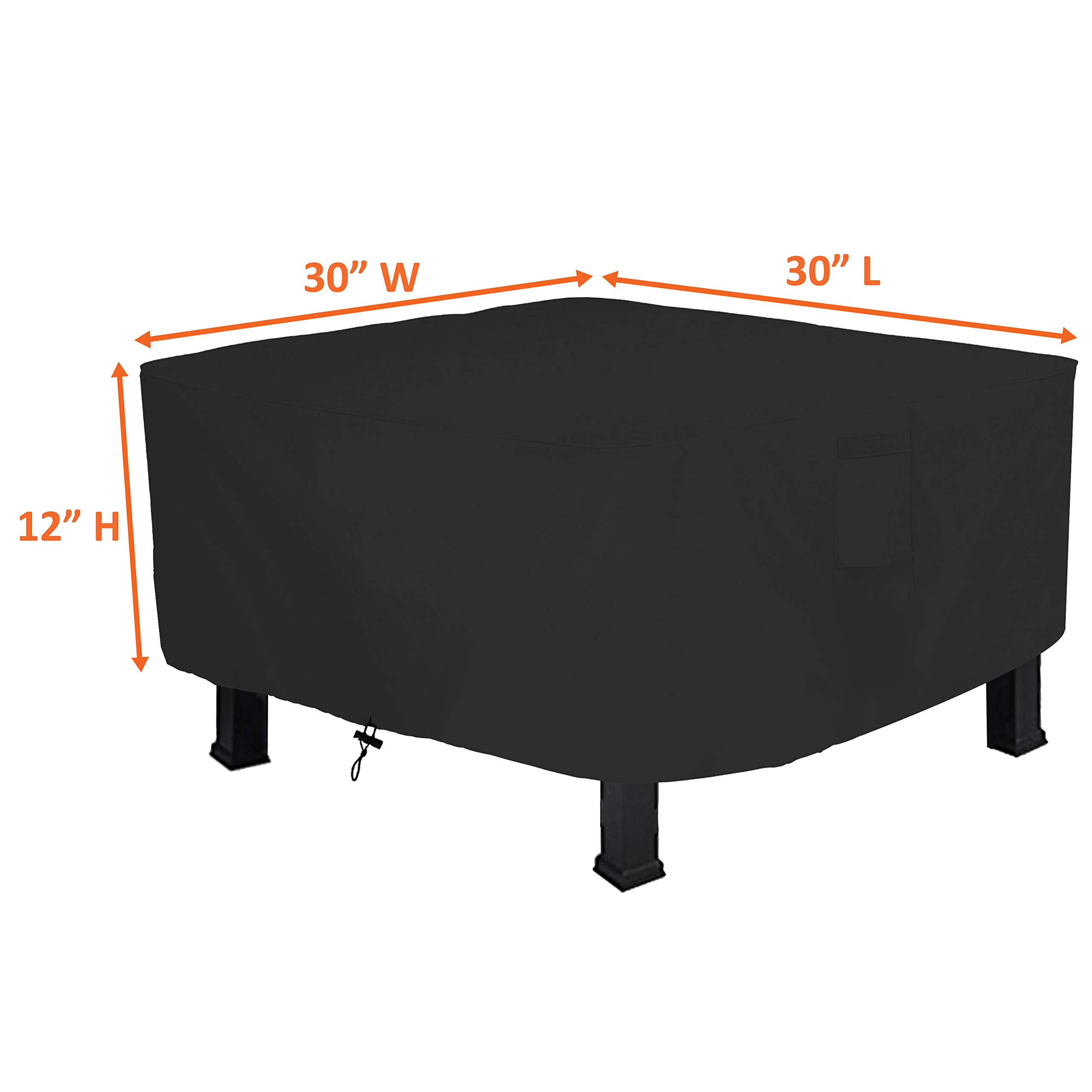 Fire Pit Outdoor Covers - Waterproof, 100% UV Resistant Square Fire Pit Cover, 12Oz PVC Fabric with Air Pockets and Drawstring for Snugfit to Withstand Winds & Storms. – Bild 4