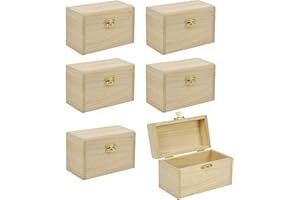 BUSDUGA Schatzkisten/Schatzkästchen aus Holz, zum bemalen und basteln (6 Schatzkisten)