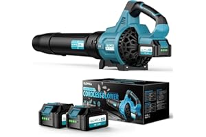 GLOWICA Leaf Blower Cordless, 8000mAh Battery with Fast Charger, Lightweight Electric Garden Blowers with Turbo Boost, 257 km/h & 3 Speed Levels for Lawn Care,Yard,Garage,Leaves,Snow,Dust,and Debris Removal