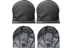 QENETY Coperture per pneumatici, 4 pezzi, colore nero, impermeabili, anti-UV, per neve, sole, pioggia, per camper, camion, rimorchi, camper (68-73 cm)