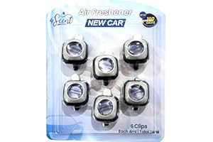 4SCENT Car Air Fresheners Vent Clip | Scented Car Accessories for Men and Women | Car Odor Eliminator with Essential Oil | Long-Lasting Fragrance up to 180 Days | 6 count 4 ml Each | New Car